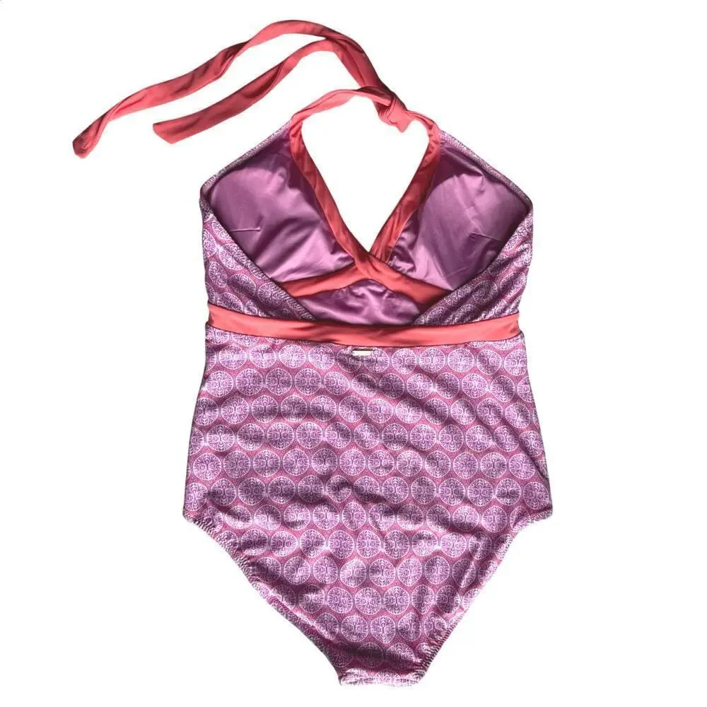 Cabana Life Provence Halter One Piece Swimsuit Womens L EUC